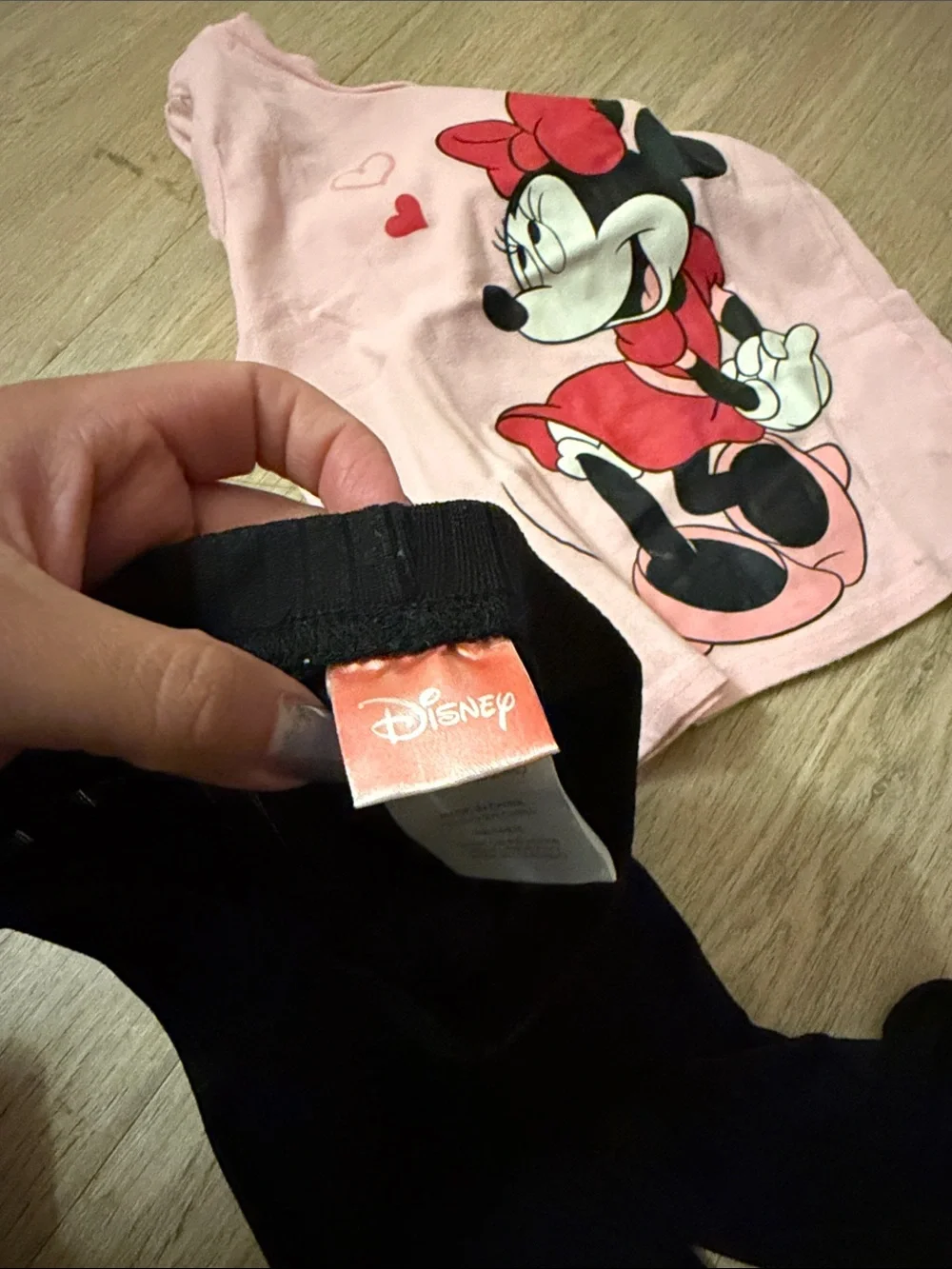 Disney Pink & Black Minnie Mouse Two-Piece Pajama Set